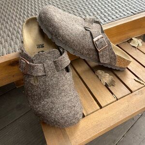 Birkenstock Brown Wool Clogs